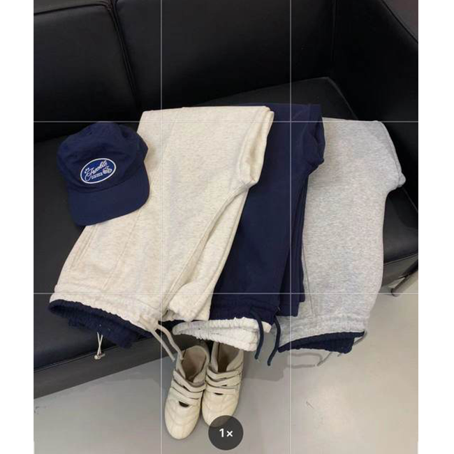双色拼接弯刀裤抽绳运动裤百搭男女款加绒秋冬季宽松休闲简约潮牌