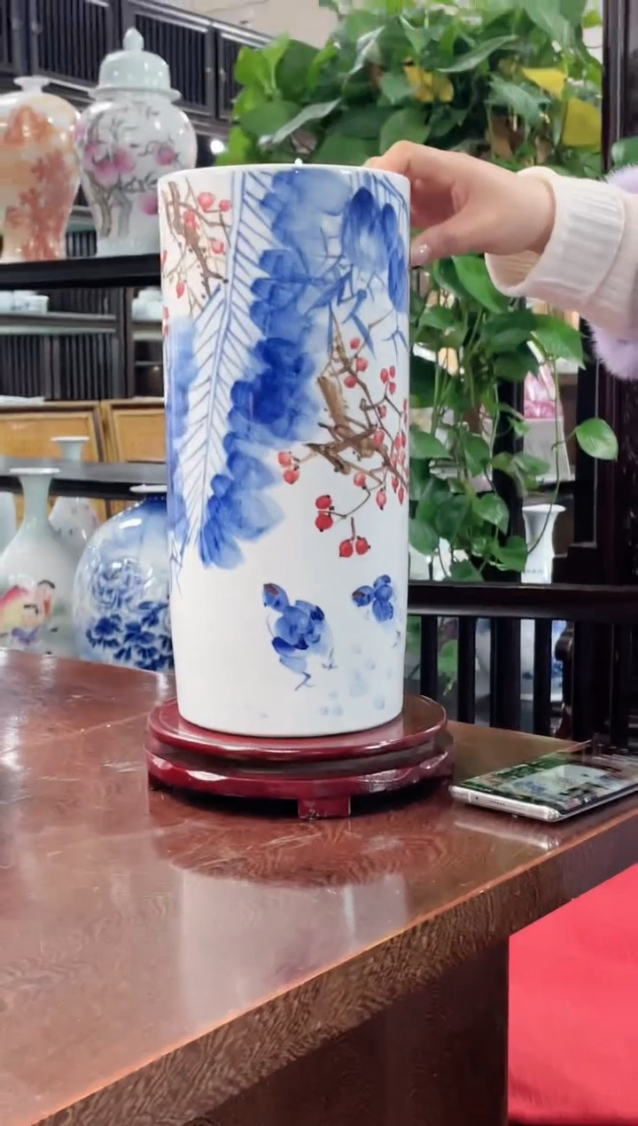 【闪购商品】026陶瓷供应链青花釉下硕果累累帽筒