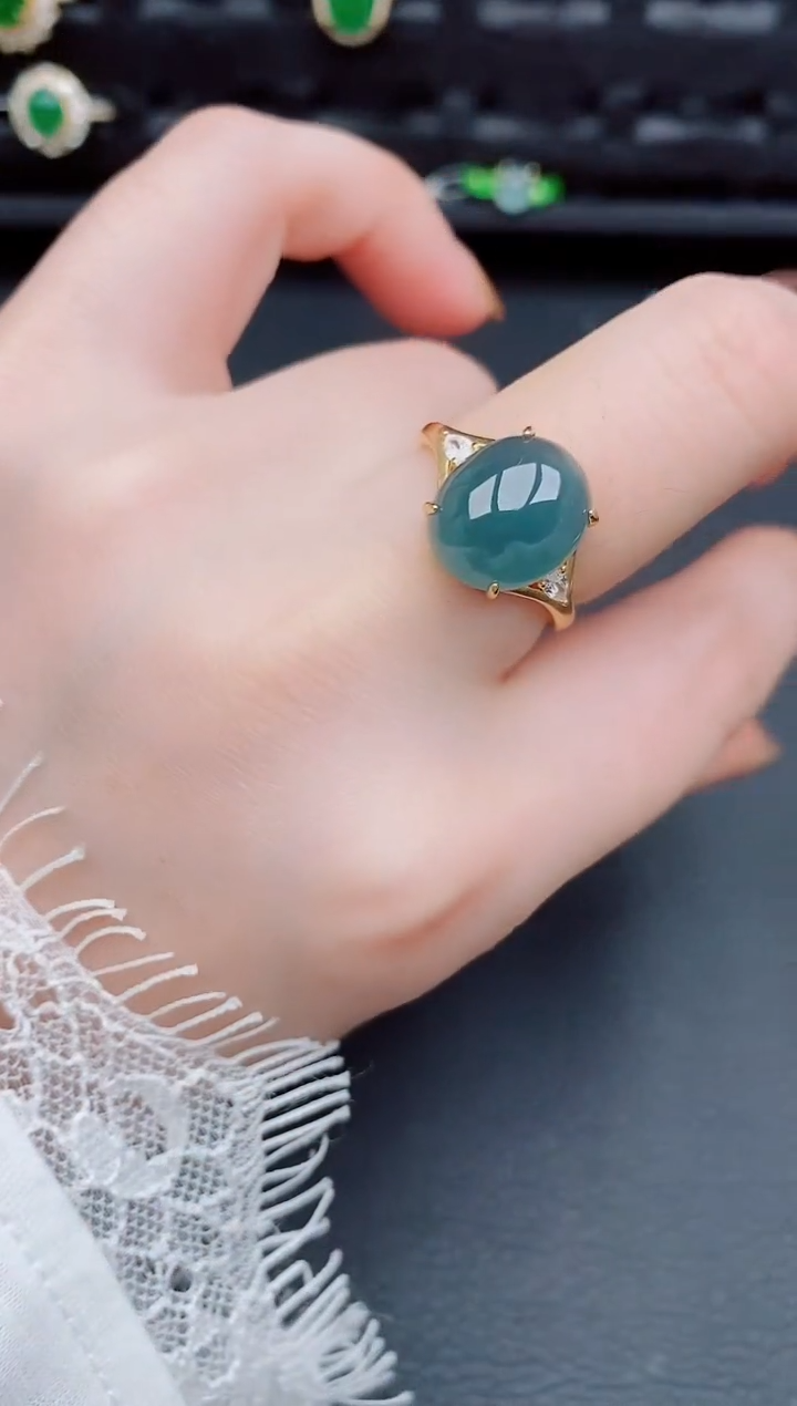 【闪购商品】翡翠戒指银S925镶嵌天然a货翡翠329