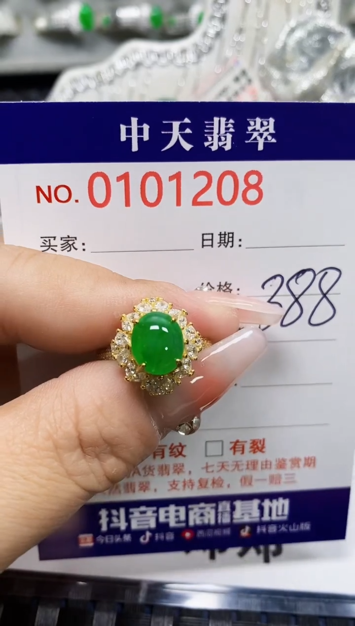 【闪购商品】翡翠戒指银S925镶嵌1208