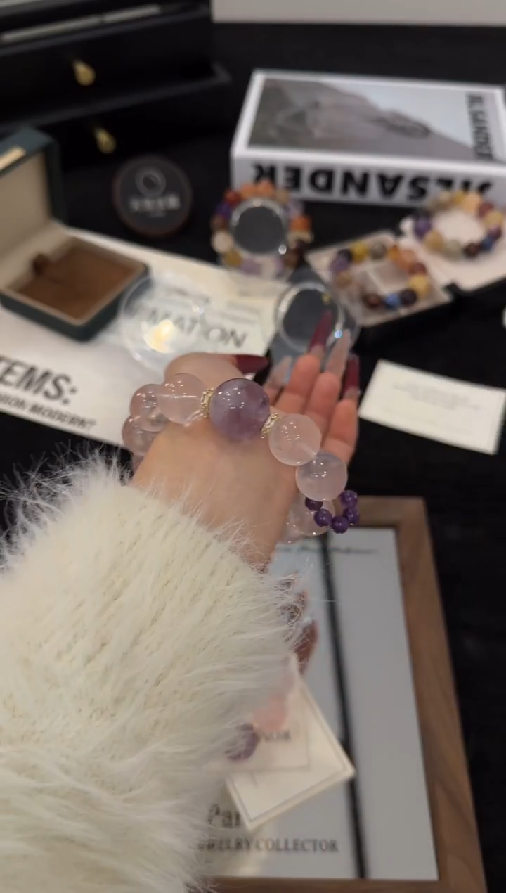 合金手链水晶粉水晶x3533