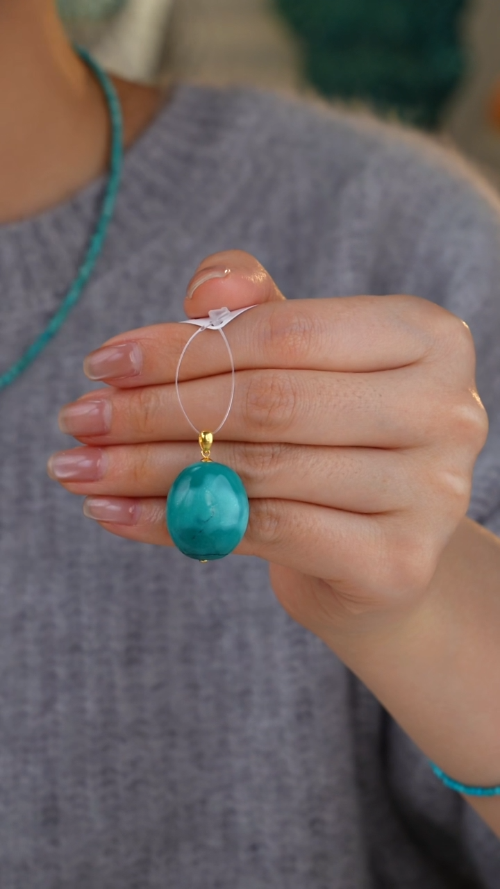 【闪购商品】绿松石吊坠(不含链)18K金镶嵌1