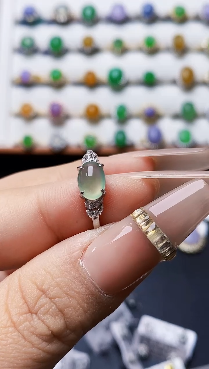 银S925镶嵌戒指翡翠0537