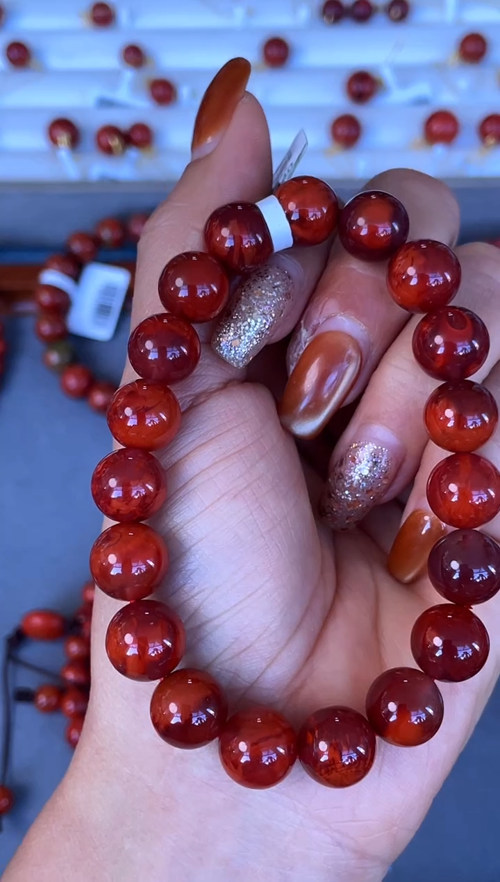 未镶嵌手串南红玛瑙N62凉山瓦西料牛血红S级