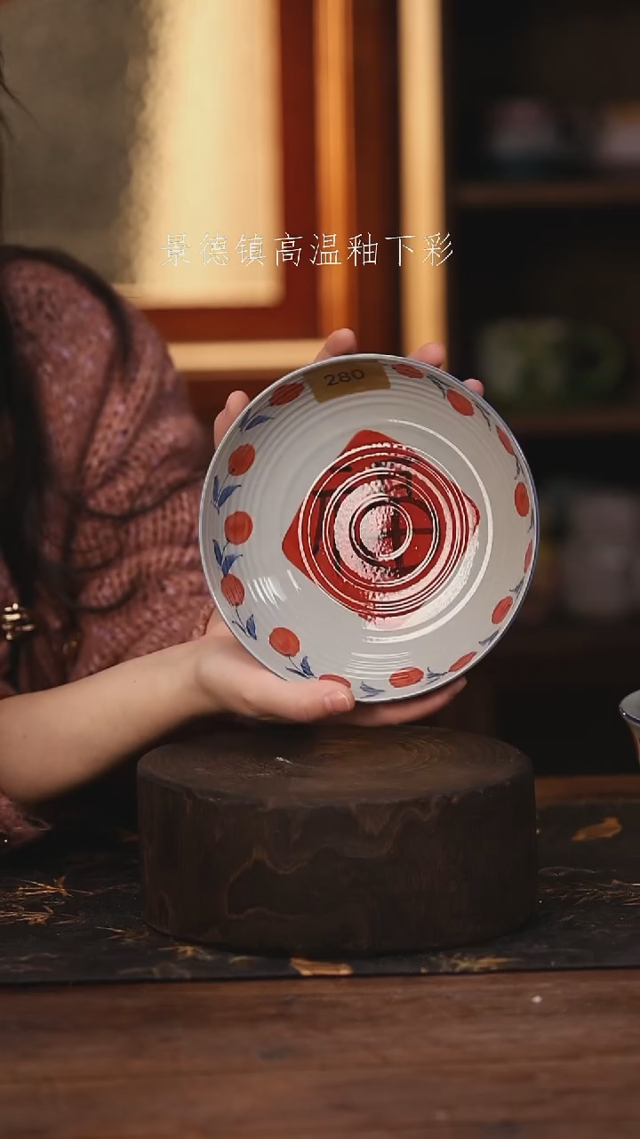 陶瓷景德镇高温釉下手绘陶瓷@L280@