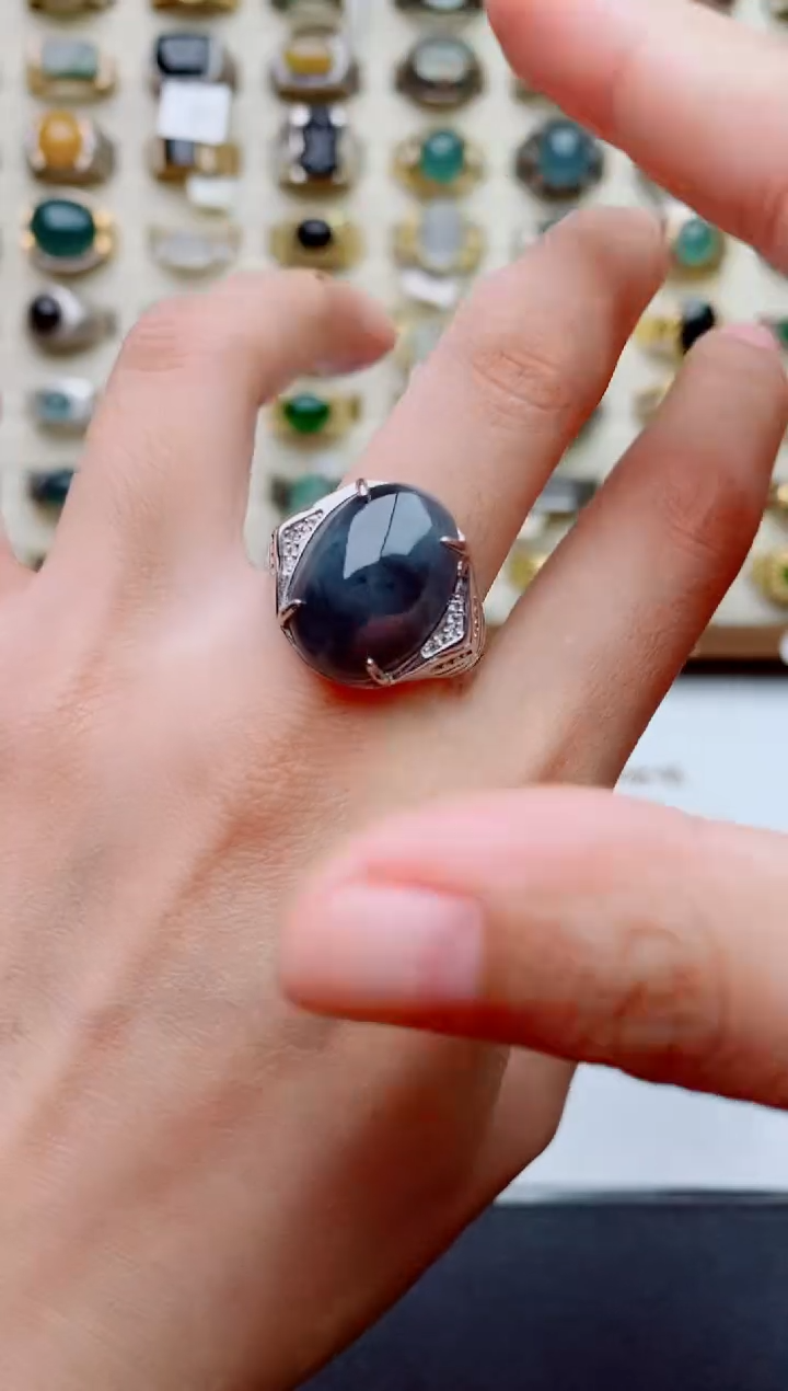 翡翠戒指未镶嵌天然翡翠男戒