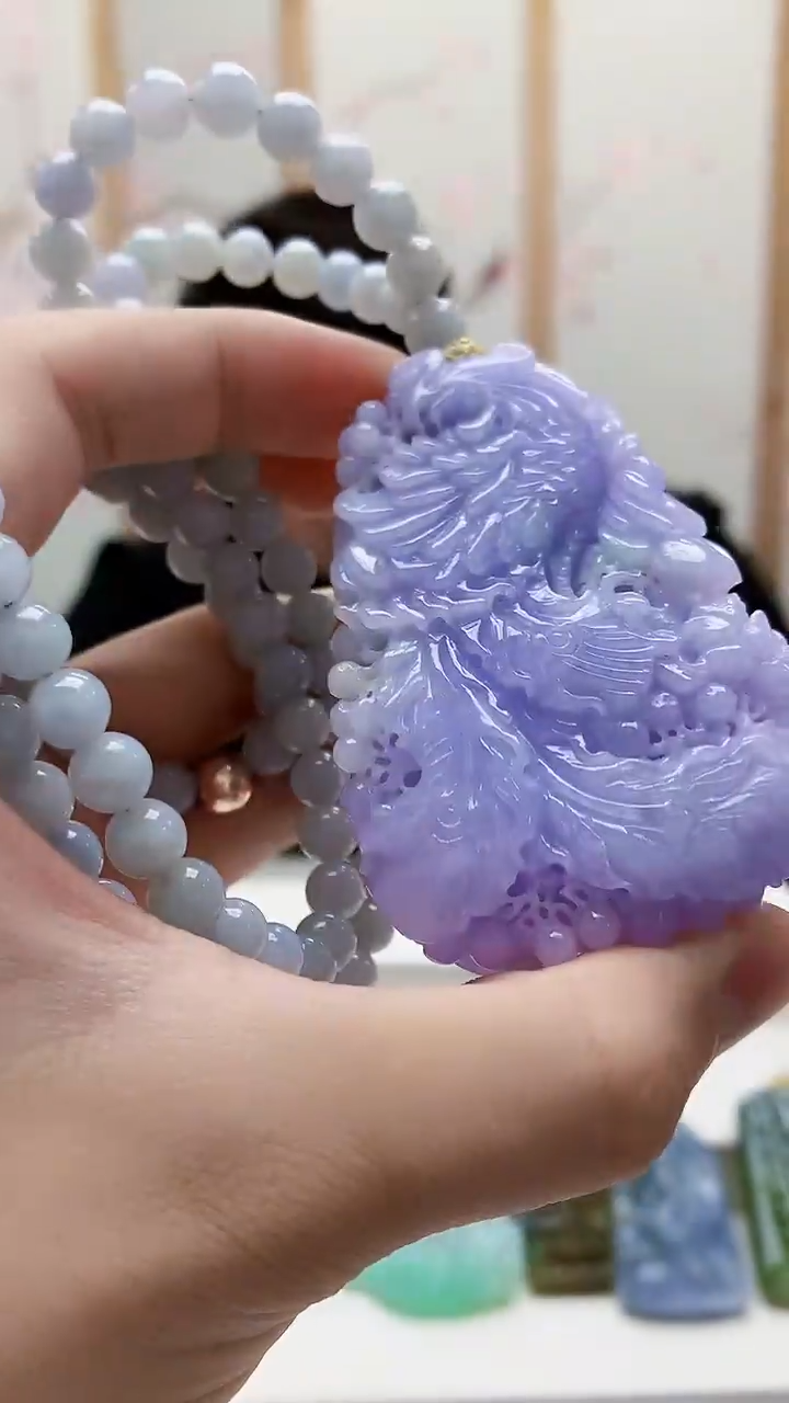 未镶嵌定制翡翠5060bb-毛货挂件146赠珠链