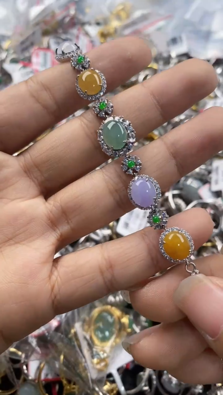 银S925镶嵌戒指翡翠444                 7