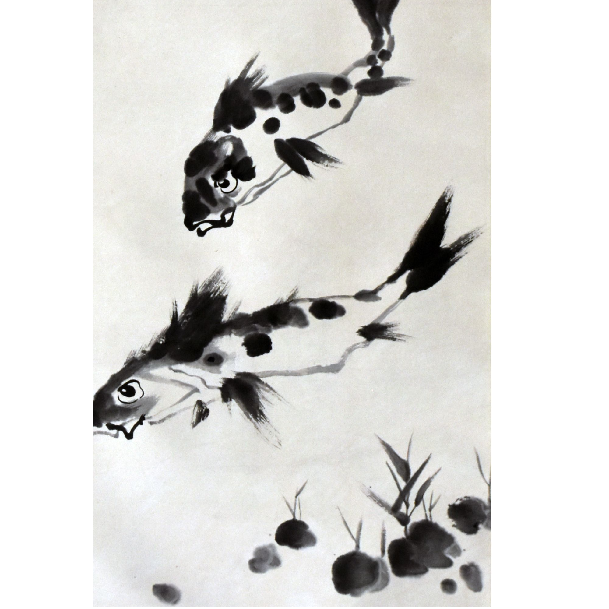 HM0015 鱼乐图 102×33cm 纸本立轴 3平尺