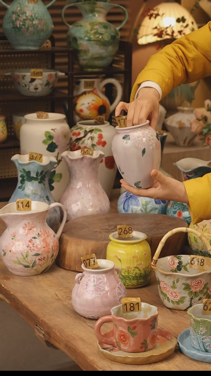 陶瓷景德镇设计师手作花器摆件侘寂风@M172@