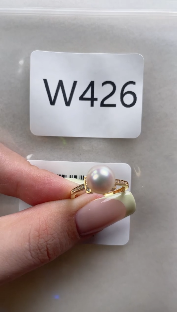 银S925镶嵌海水珍珠戒指W426