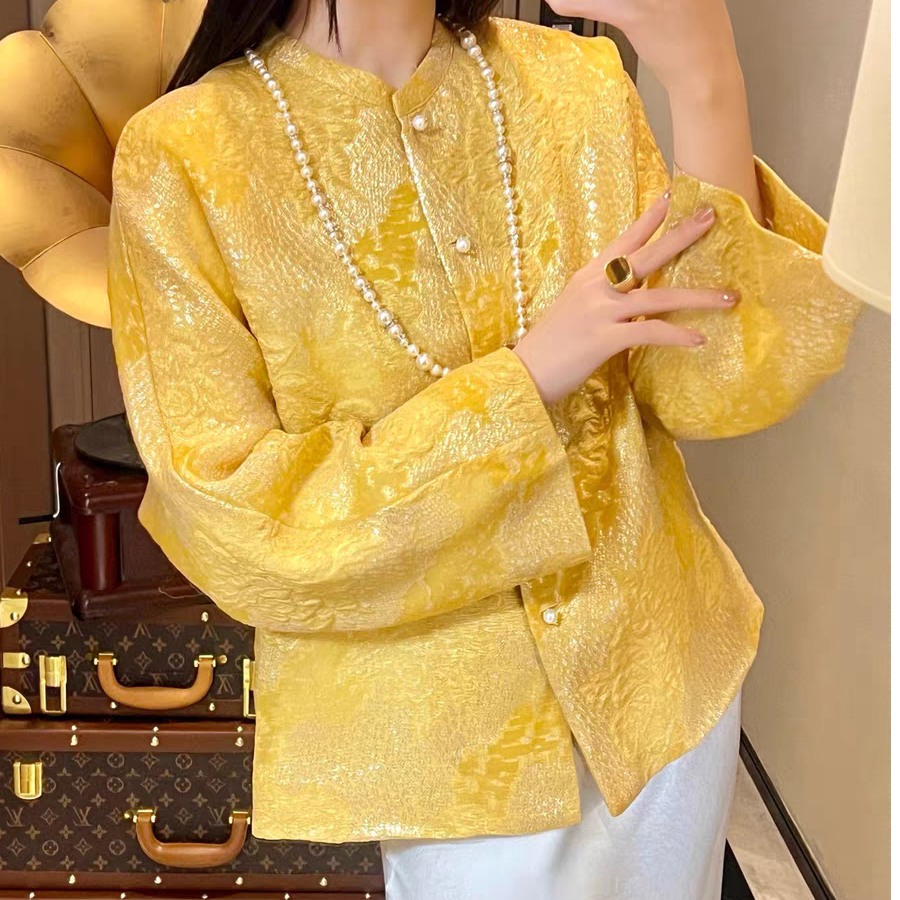 【莫奈花园】2025年新款时尚百搭轻奢提花立领外套