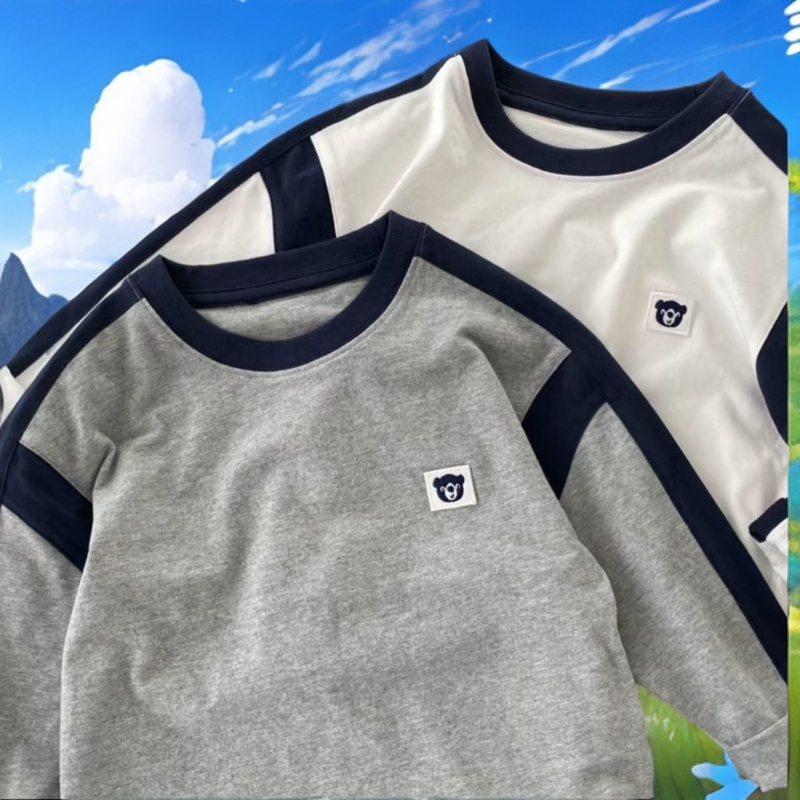 韩版T恤套装圆领长袖男宝宝百搭春秋拼色休闲