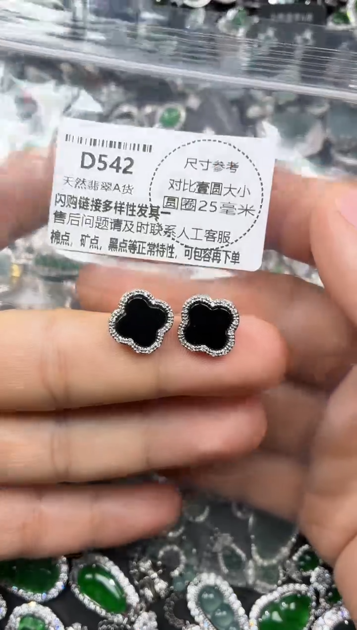 颈饰未镶嵌翡翠D542耳钉