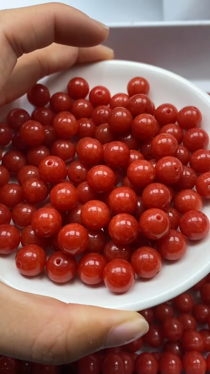 未镶嵌颈饰玛瑙/玉髓W2186-云南保山肉南红色10mm*10颗