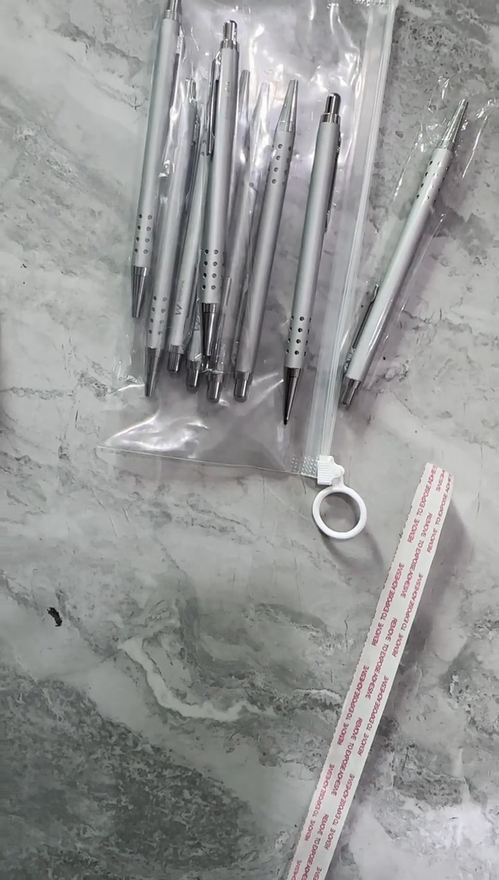 外单蓝色金属按动中油笔6支