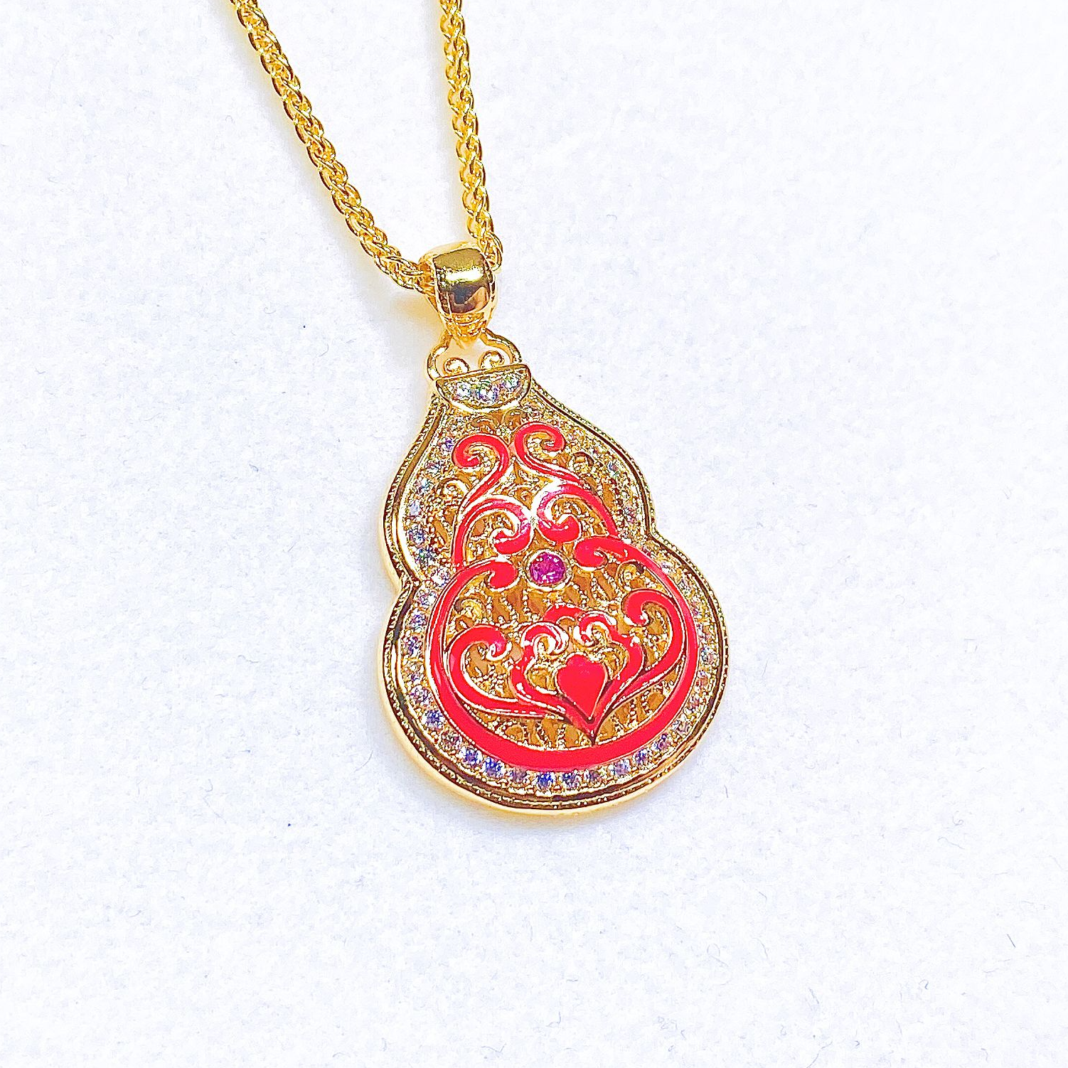 培育红宝石【167】18k珐琅彩设计款葫芦吊坠（赠链子）【质检发货】