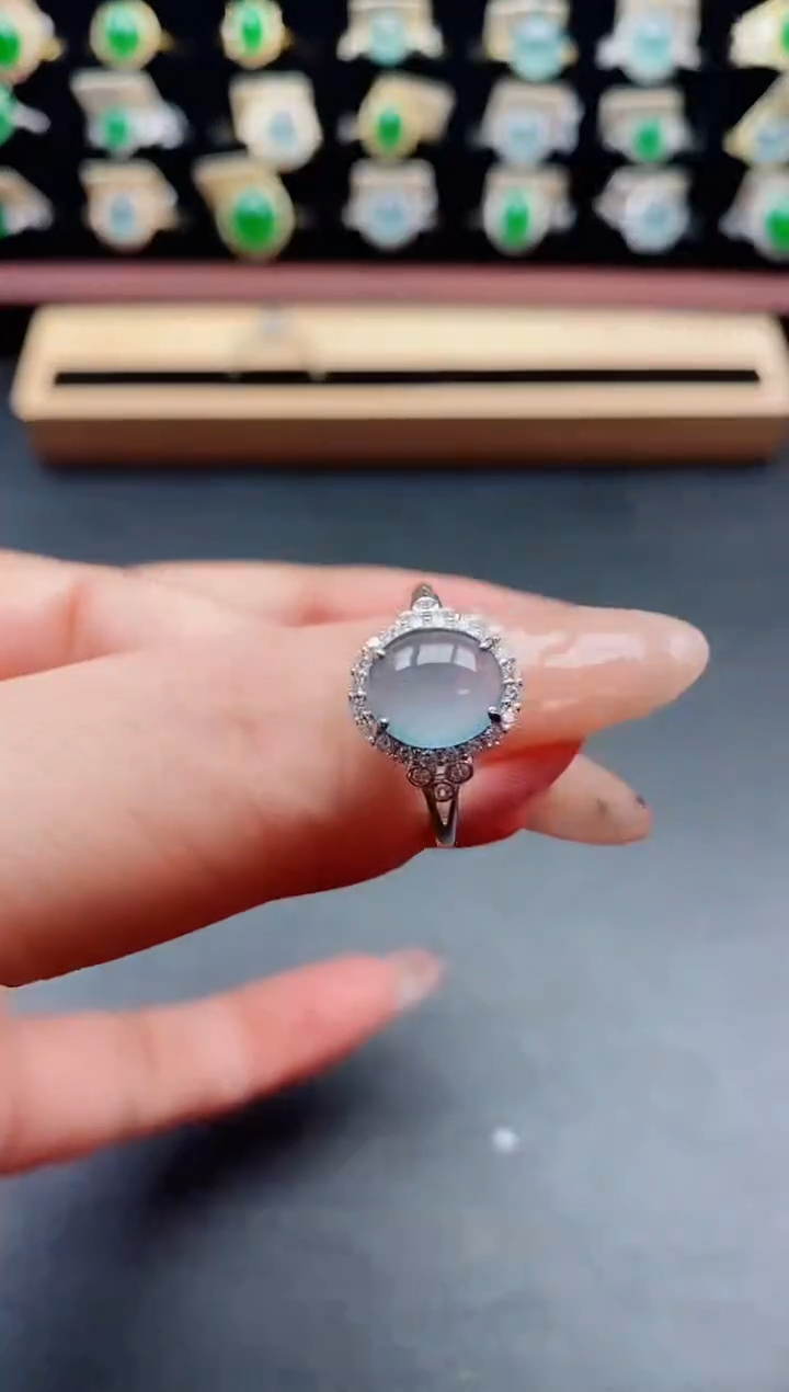 银S925镶嵌戒指翡翠1