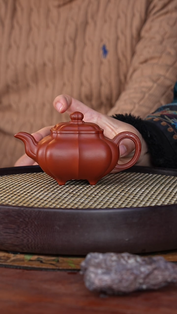 【闪购商品】紫砂茶壶洪滔18-72 朱泥筋纹四方传炉