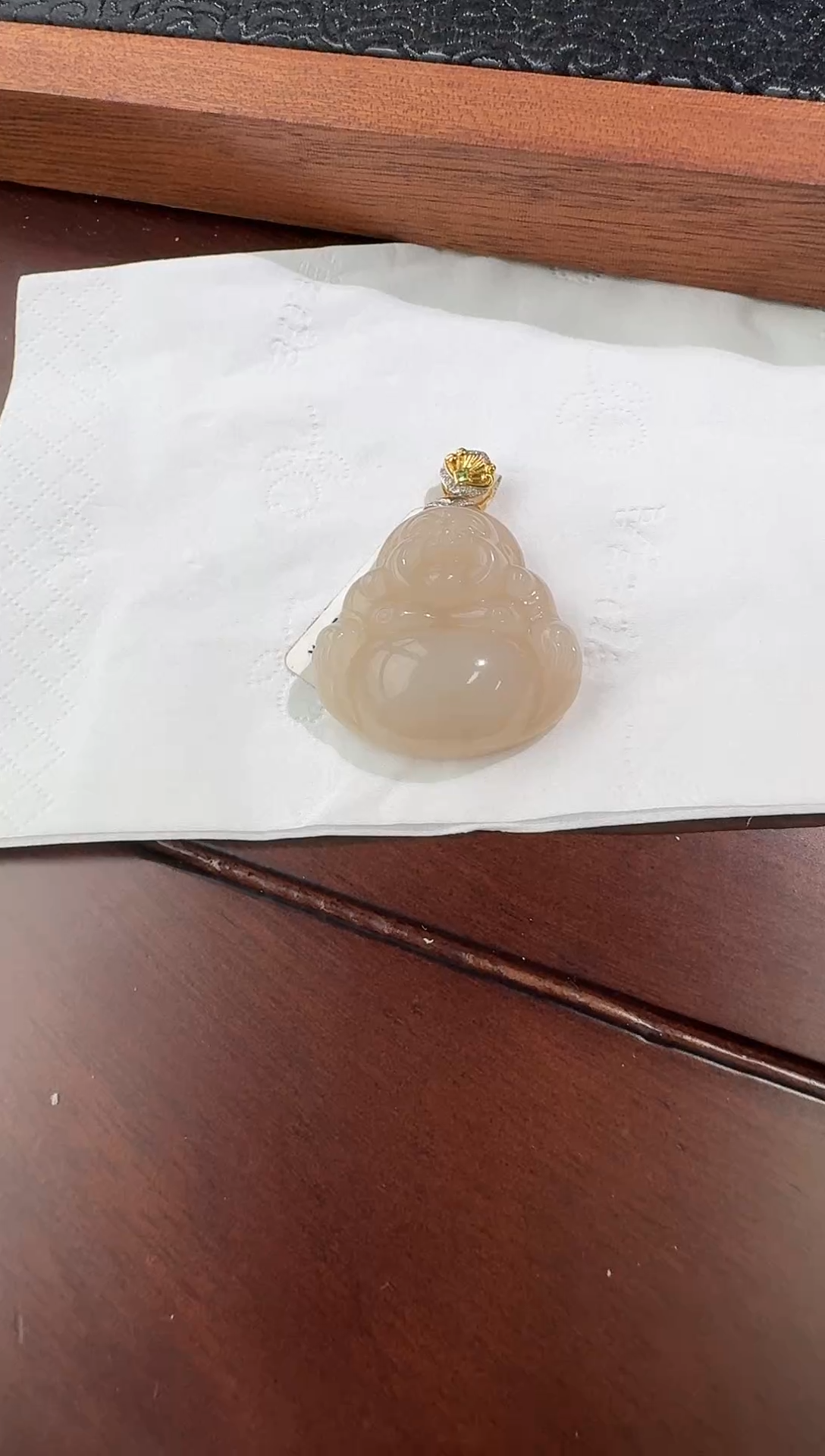 【闪购商品】和田玉吊坠(不含链)18K金镶嵌藕粉佛公LX09*3348*