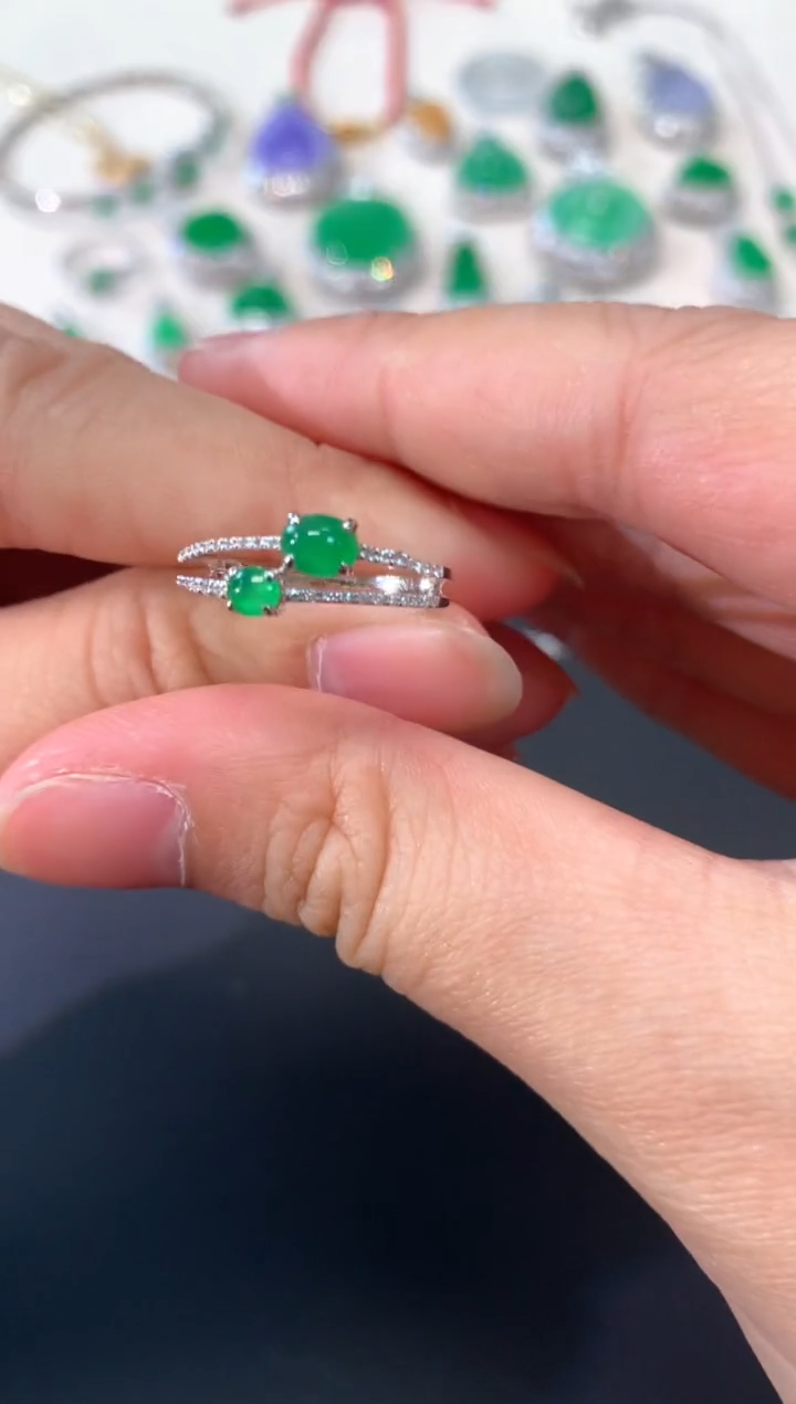 【闪购商品】翡翠戒指18K金镶嵌A49|1980(多样性发货）