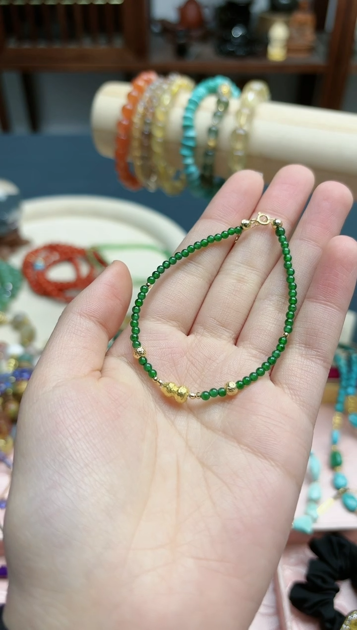 【闪购商品】翡翠颈饰18K金镶嵌18k金翡翠手链*1 ZX