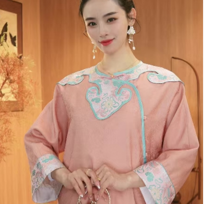 如意云肩/改良版新中式春季新款重工织锦长裙2025A7760程程