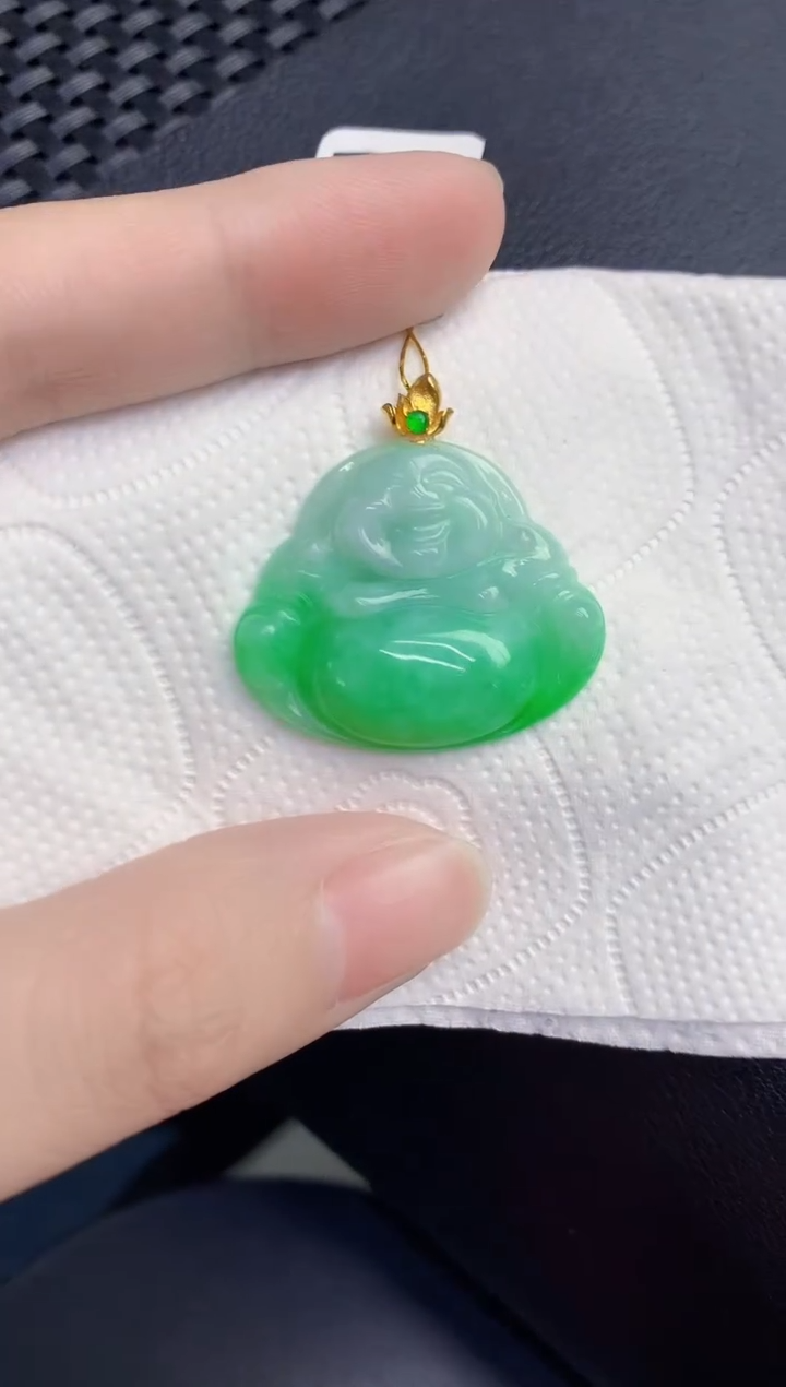 颈饰18K金镶嵌翡翠天然翡翠缅甸A货