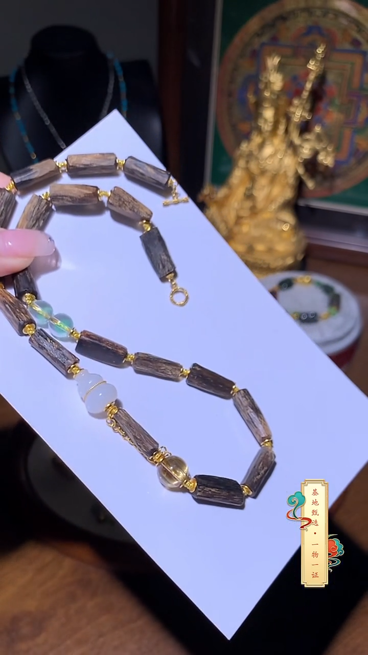 和田玉18K金镶嵌项链项链