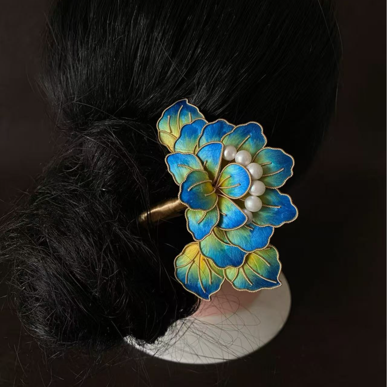 瑞雪【千里江山掐丝牡丹】古典手工民族风日常白丹掐丝发簪古风簪子