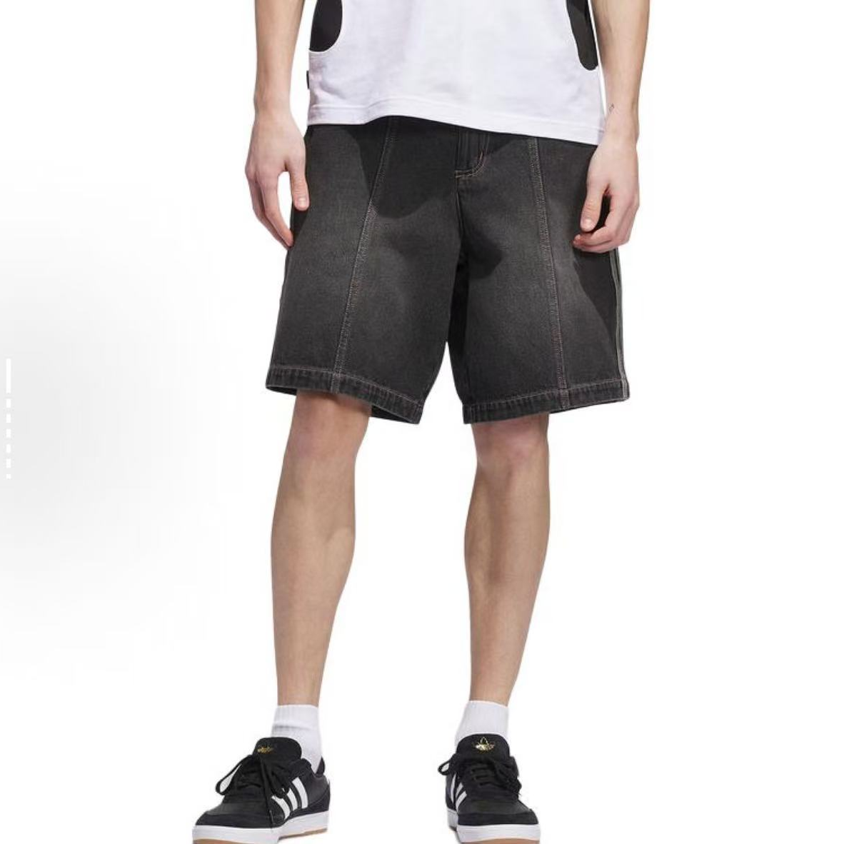 adidas/阿迪达斯originals 时尚柔软百搭牛仔短裤男款黑色JX5468