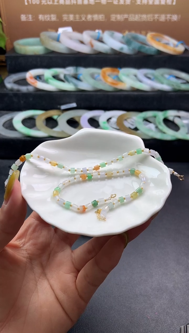 【闪购商品】翡翠手链18K金镶嵌40612「多样性发货一个」