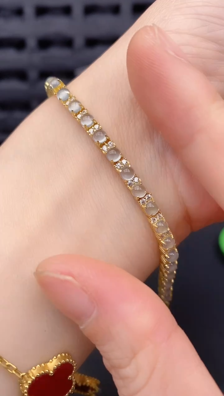 银S925镶嵌手链翡翠天然a货翡翠440