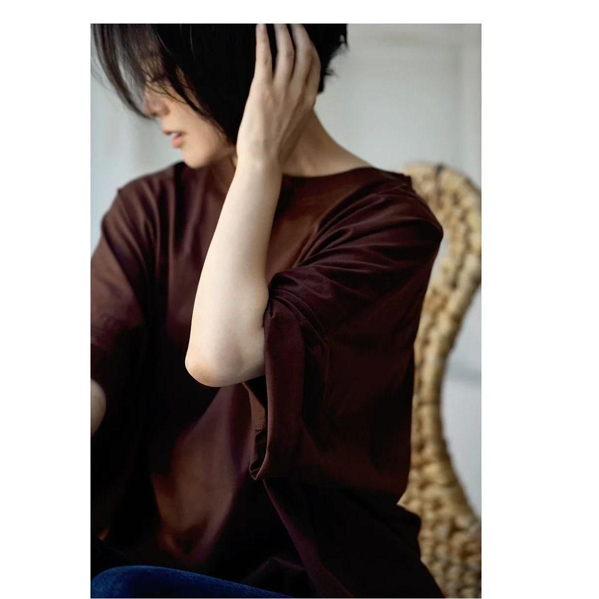 009 M 韩版女新款夏款时尚洋气百搭休闲纯色短袖