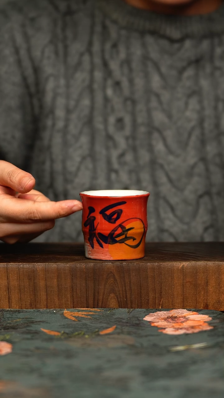 杯釉下彩手工手绘同款陶器