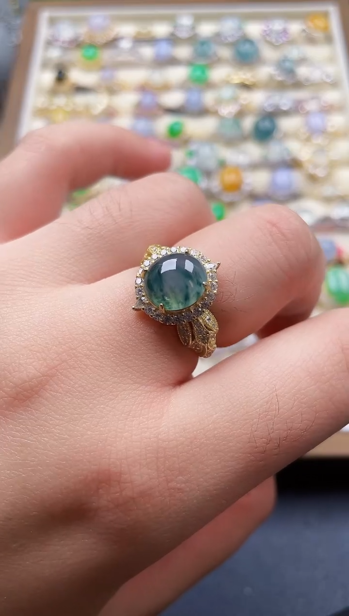 银S925镶嵌戒指翡翠175