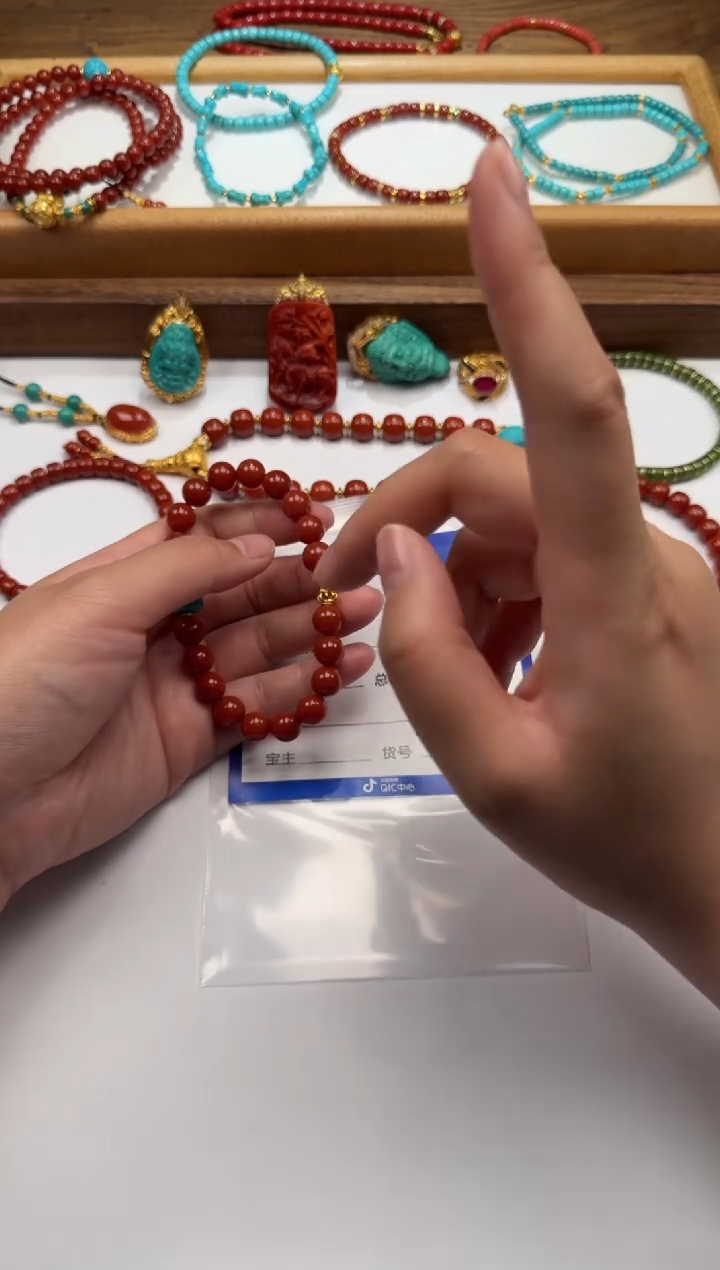 18K金镶嵌手串手串南红玛瑙会***~手串手串