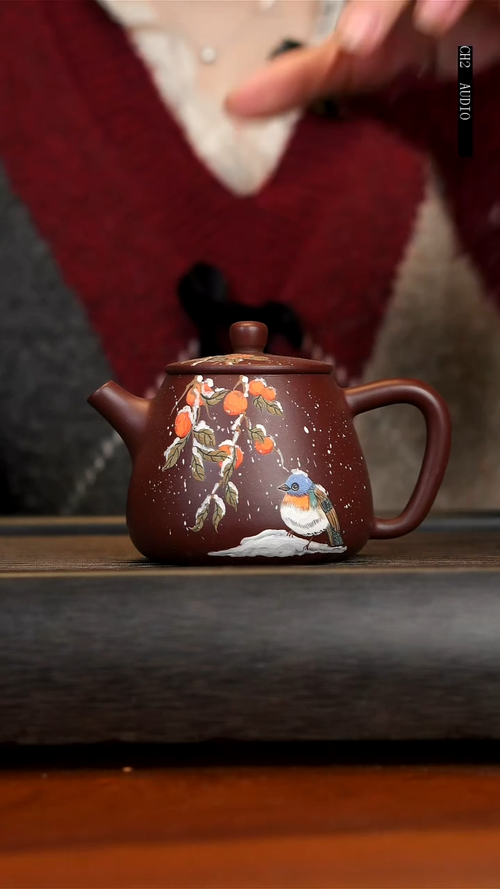 【闪购商品】紫砂茶壶紫朱泥高石瓢柿柿如意200ml
