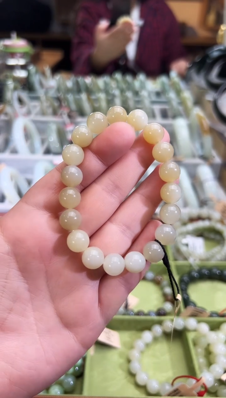 未镶嵌手串和田玉且末料迪克兰手串卡10 83分