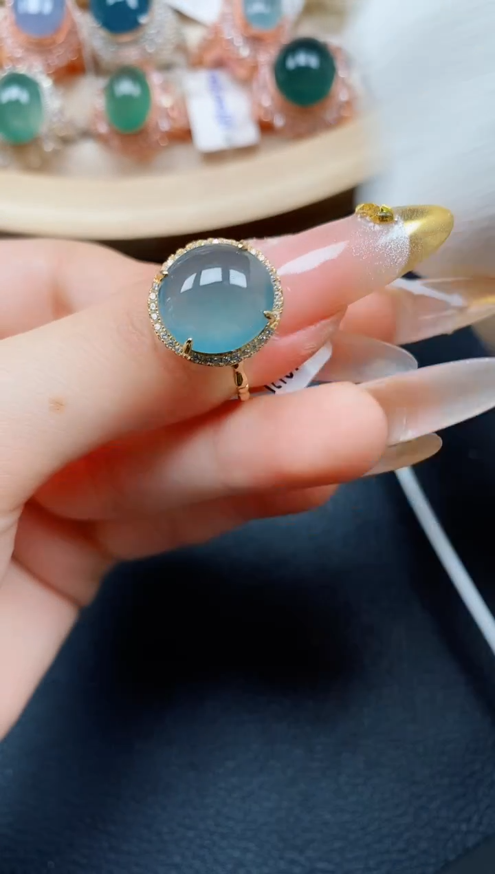 【闪购商品】翡翠戒指银S925镶嵌翡翠