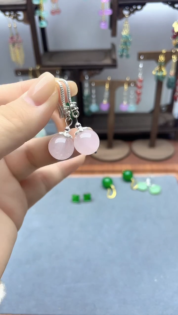 银S925镶嵌和田玉耳饰218000