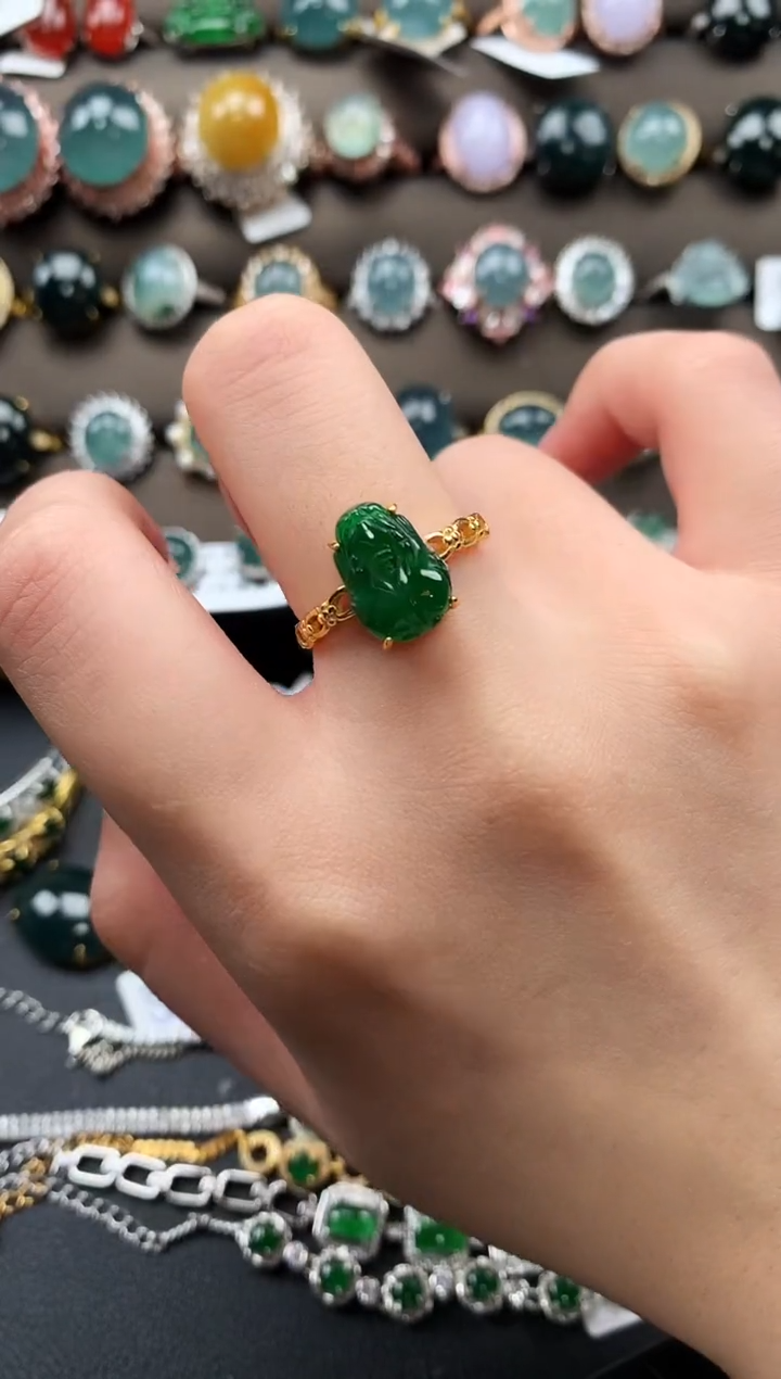 【闪购商品】翡翠戒指银S925镶嵌51241