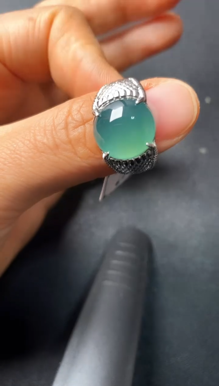 银S925镶嵌戒指翡翠22222222