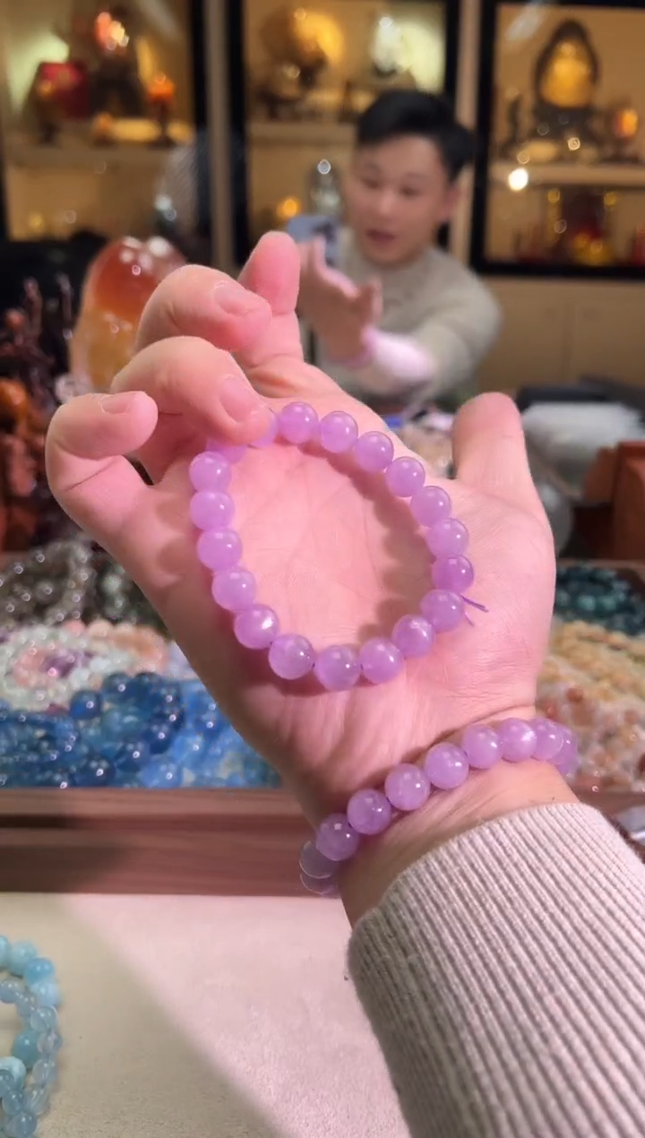 未镶嵌锂辉石手串10mm+猫眼紫锂辉（多样性发一）