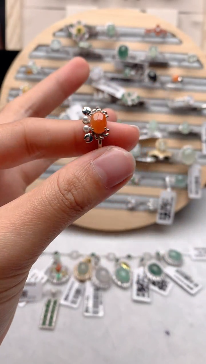 【闪购商品】翡翠戒指银S925镶嵌3还