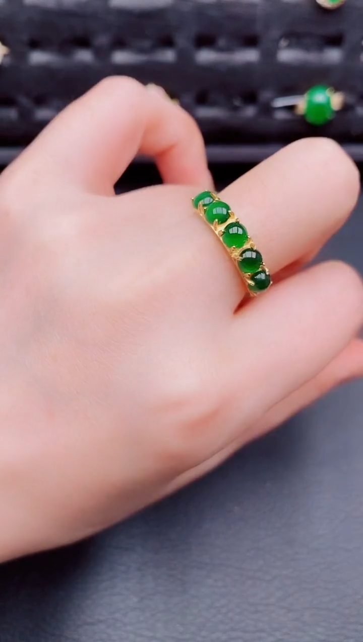 【闪购商品】翡翠戒指银S925镶嵌天然a货翡翠379