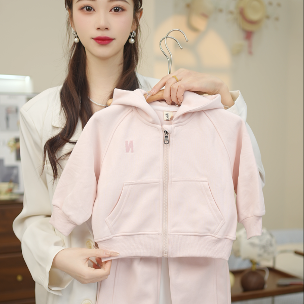 女童春装休闲套装2025新款时尚连帽运动两件套