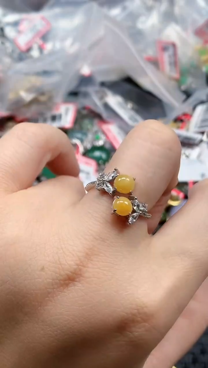 银S925镶嵌戒指翡翠天然A货缅甸翡翠