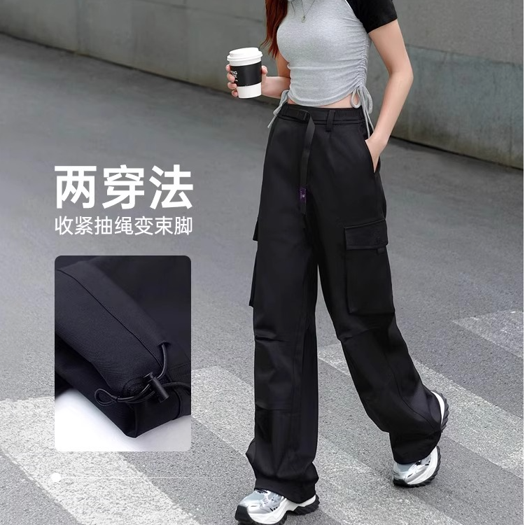 骆驼山海复古美式工装裤女装25春夏新款防泼水休闲裤阔腿伞兵裤