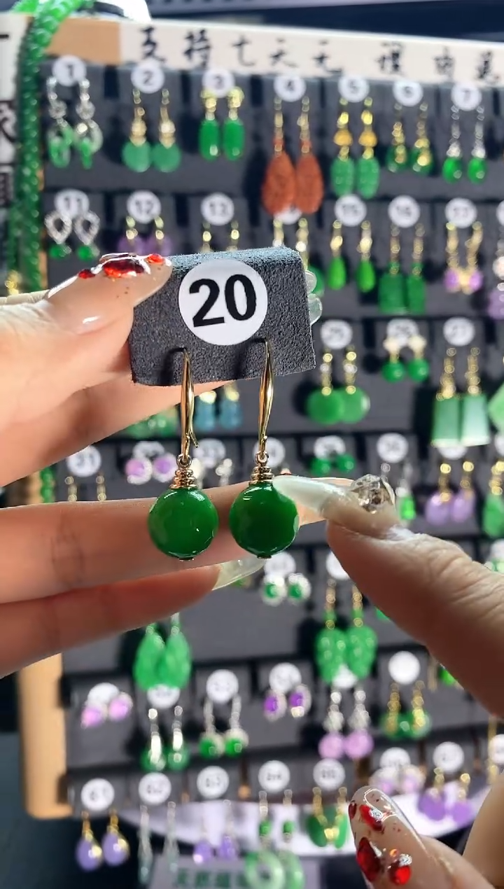 【闪购商品】翡翠耳饰银S925镶嵌20...